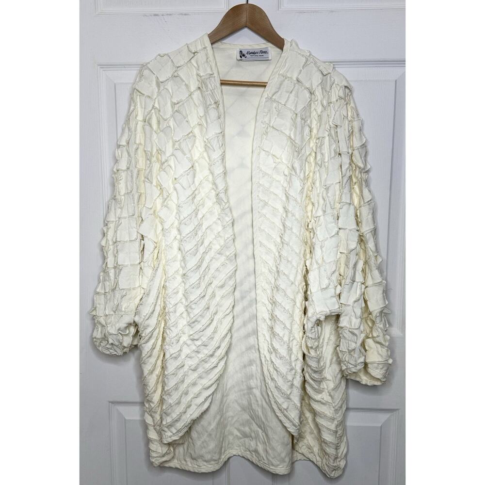 Maralyce Ferree of Maine Off White Shag Coat Oversized Lagenlook Open Front O/S